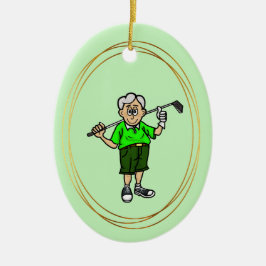 Older Grått Hair Male Golfer Ornament