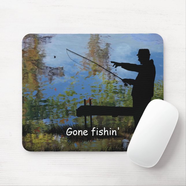 Older Man Fishing Mouse Pad Pension Musmatta (Med mus)