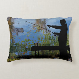 Older Man Fishing Pension Dekorativ kudde