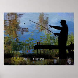 Older Man Fishing Pension Poster