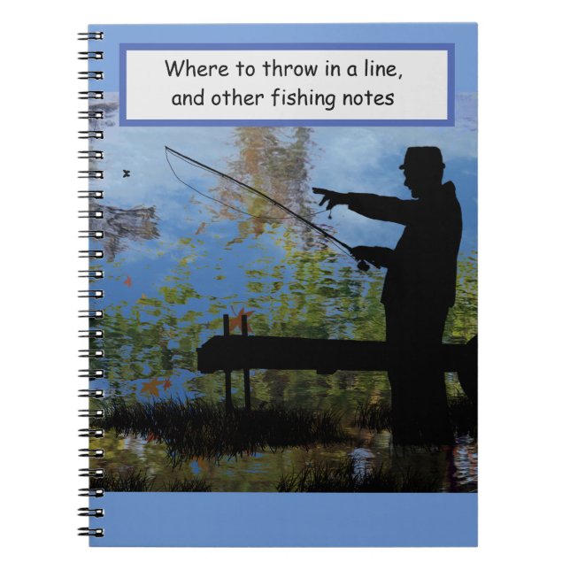 Older Man Fishing Pension Spiral fotopatbok Anteckningsbok (Framsidan)