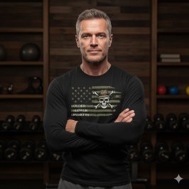 Older Slower Smarter Skull US Flag Long Sleeve Tee