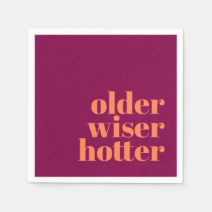 Older Wiser Hotter Bold Lila Orange Birthday Pappersservett