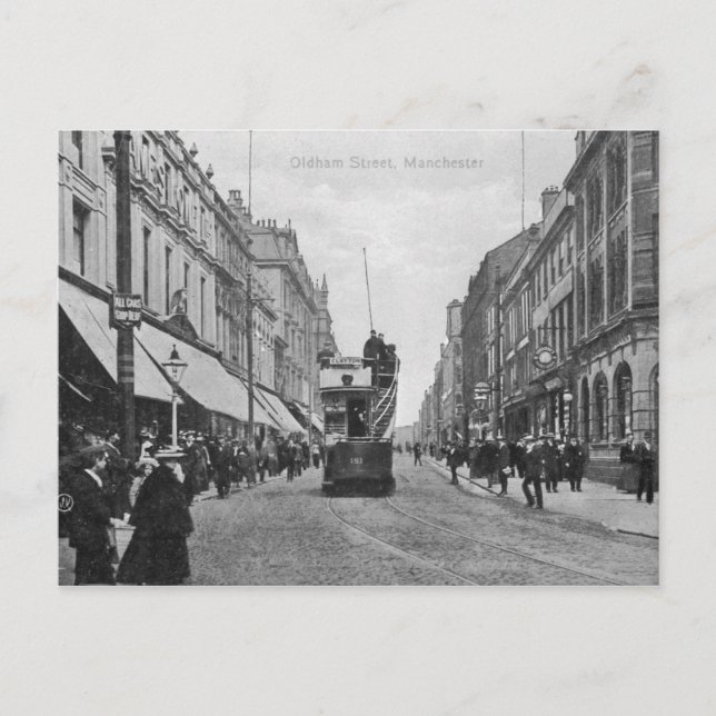 Oldham Street, Manchester, 1910 Vykort (Framsida)