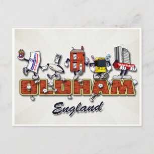Oldham tecknade figurer vykort
