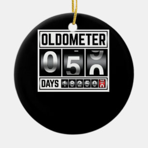 OLDOMETER 50 år gammal 1971, 50:e födelsedagen Julgransprydnad Keramik