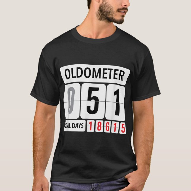 Oldometer 51 Funny 51st Birthday Black Old Person T Shirt (Framsida)