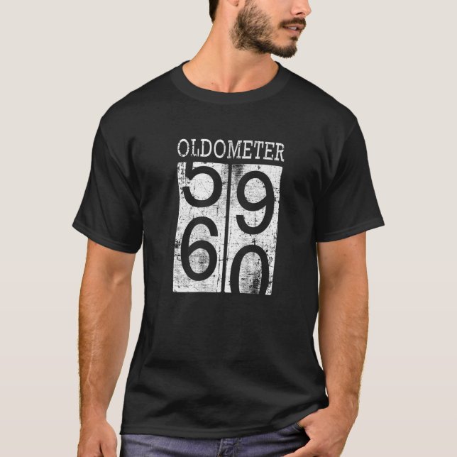 Oldometer Funny 60th Birthday Distress Pappa Joke T Shirt (Framsida)