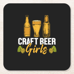 Öldrickare Craft Beer Tjejers Födelsedag Underlägg Papper Kvadrat
