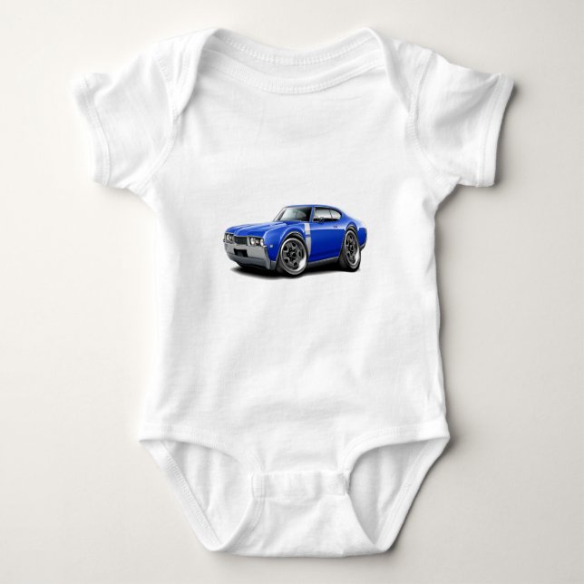 Olds 442 blåvit bil 1968 tee shirt (Framsida)