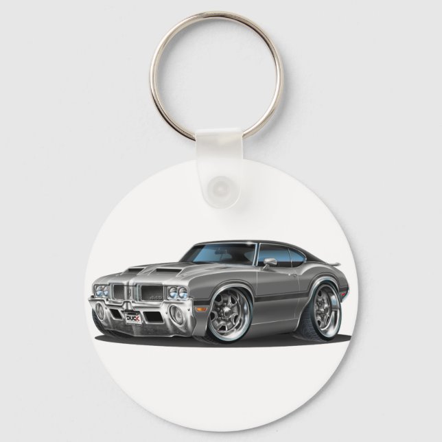 Olds Cutlass 442 Grått Car Nyckelring (Framsida)