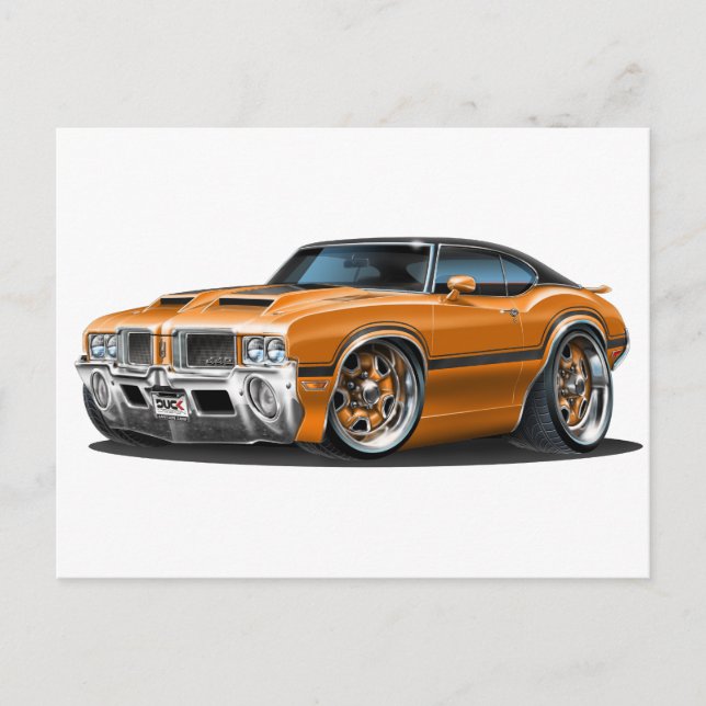 Olds Cutlass 442 Orange Car Vykort (Framsida)