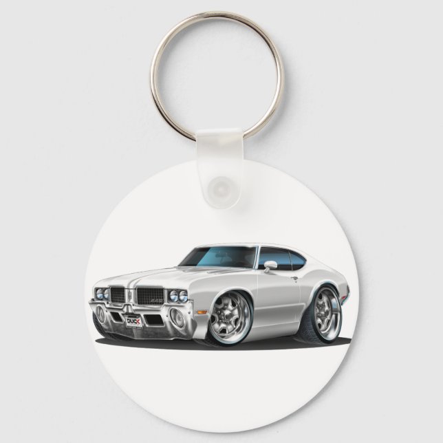 Olds Cutlass White Car Nyckelring (Framsida)