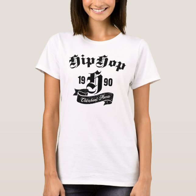 Oldschool Hip Hop Music typographic design T Shirt (Framsida)