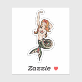 Oldschool Sjöjungfru Tattoo Klistermärken