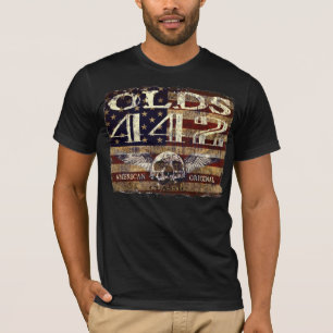 Oldsmobile 442 design mot eroderad flagga t-shirt