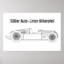 Oldtimer 1939 Tysk autounionspil Silver Poster