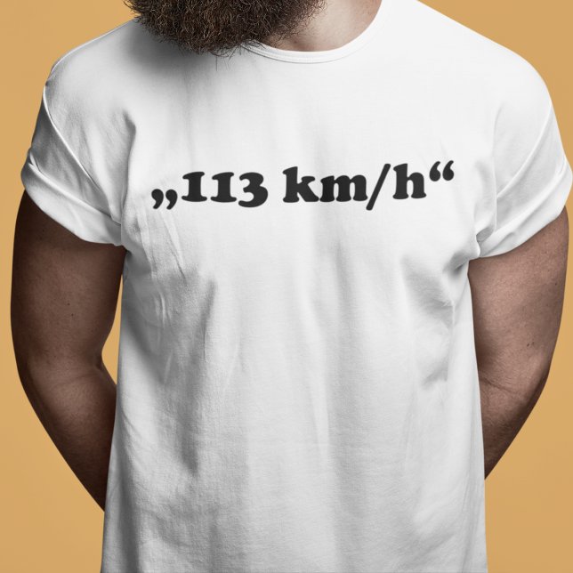 Oldtimer 2cv 113 kmh Typografie T Shirt (2CV T-Shirt in White with minimalistic Text in Black)