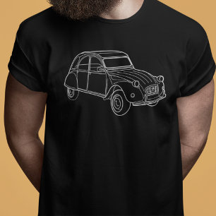 Oldtimer 2cv Ente Diagonal Linienzeichnung T Shirt