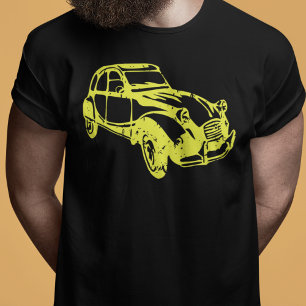 Oldtimer 2cv Ente Linienzeichnung Gelb T Shirt