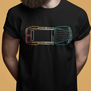 Oldtimer 2cv Regenbogen Linienzeichnung T Shirt
