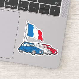 Oldtimer 2CV Trio Frankreich Flagge Klistermärken
