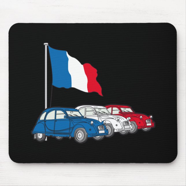 Oldtimer 2CV Trio Frankreich Flagge Musmatta (Framsidan)