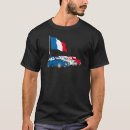 Oldtimer 2CV Trio Frankreich Flagge T Shirt