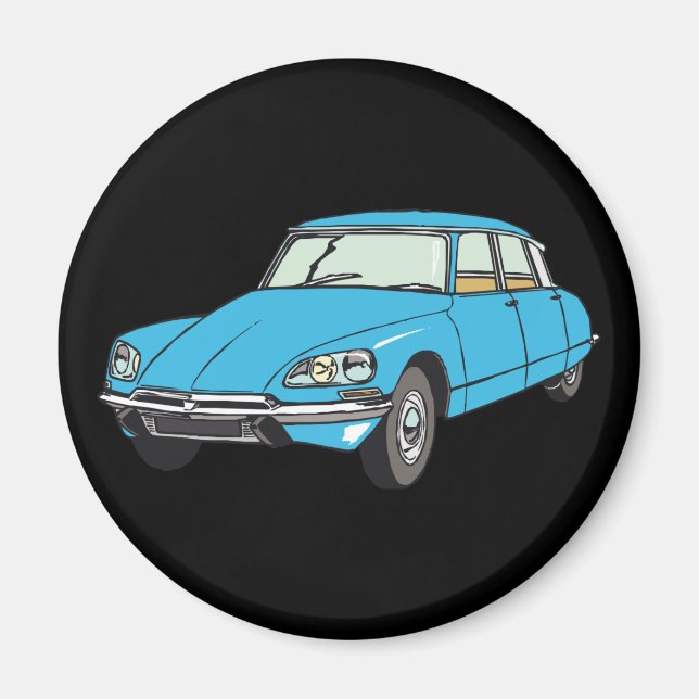 Oldtimer Citroen DS 19 Blau Magnet (Framsidan)