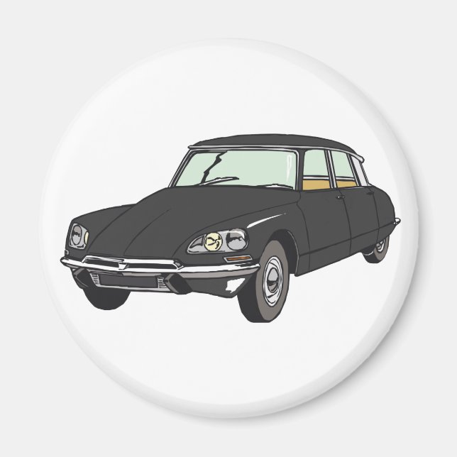 Oldtimer Citroen DS 19 Schwarz Magnet (Framsidan)