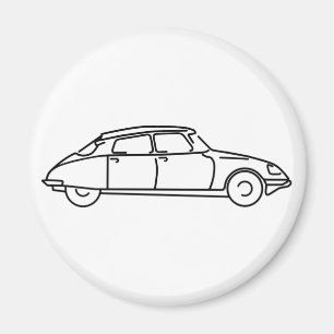 Oldtimer Citroen DS 19 Schwarze Silhouette Magnet
