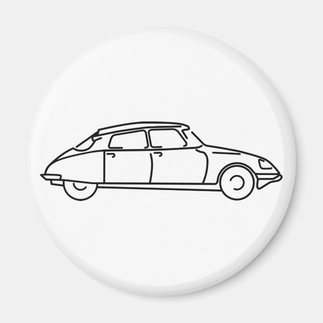 Oldtimer Citroen DS 19 Schwarze Silhouette Magnet (Framsidan)