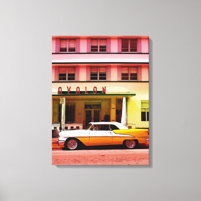 Oldtimer i Art Deco-distriktet, Miami, Florida Canvastryck (Framsida)
