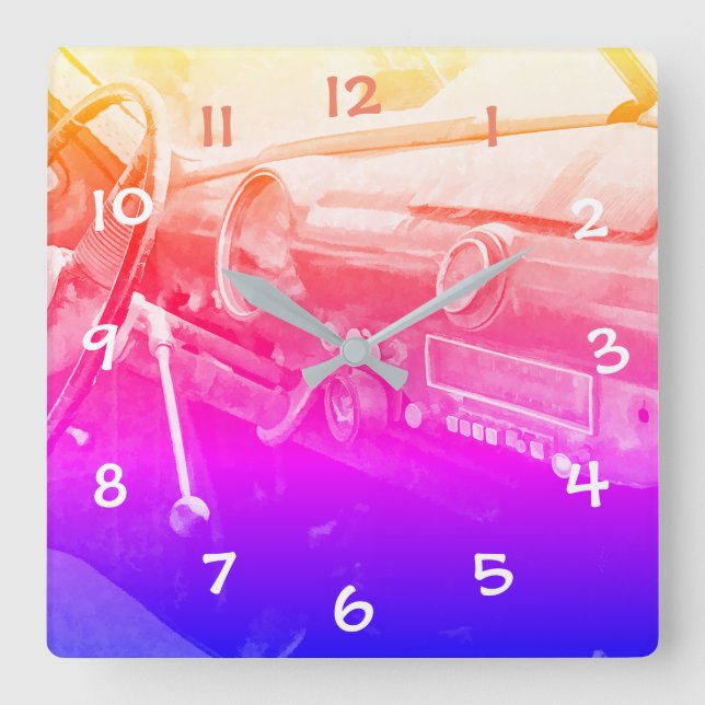 Oldtimer Innenraum Fyrkantig Klocka (Framsida)