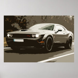 Oldtimer Muscle Car Dodge Challenger Poster automa