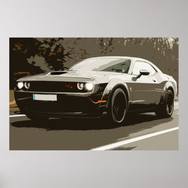 Oldtimer Muscle Car Dodge Challenger Poster automa (Framsidan)