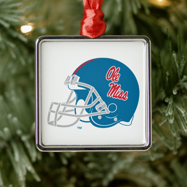 Ole Miss Football Helmet | Ljusblå Julgransprydnad Metall (Träd)