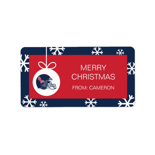 Ole Miss Football Helmet | MÖRK BLÅTT Adressetikett (Framsidan)