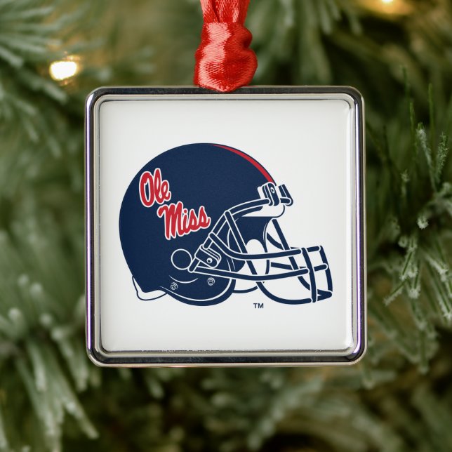 Ole Miss Football Helmet | MÖRK BLÅTT Julgransprydnad Metall (Träd)