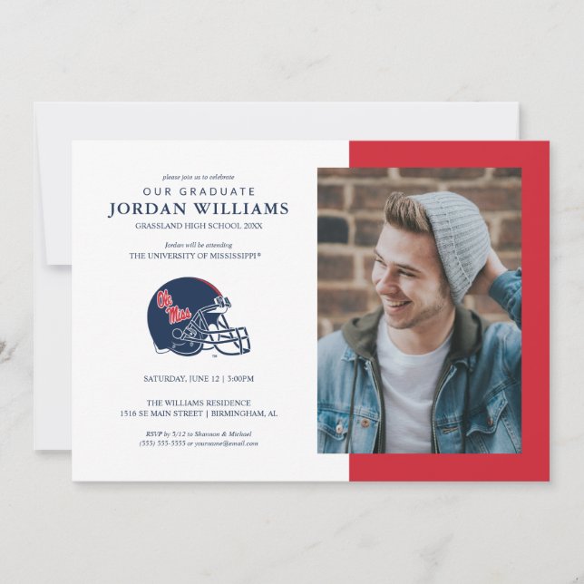 Ole Miss Football Helmet | MÖRK BLÅTT Meddelande (Framsida)