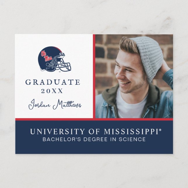 Ole Miss Football Helmet | MÖRK BLÅTT Meddelande Vykort (Framsida)