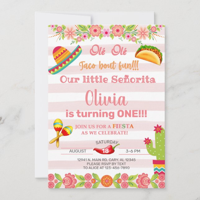 Ole ole taco fiesta senorita svänger ett inbjudan. inbjudningar (Framsida)