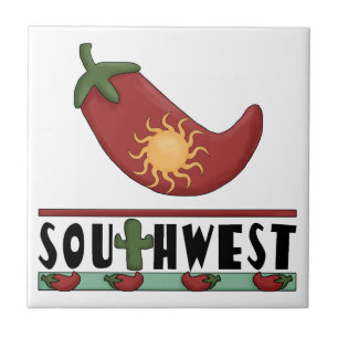 Ole! Sol stoppad röd Chilipeppar - Chile Relleno Kakelplatta