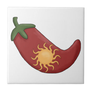 Ole! Sol stoppad röd Chilipeppar - Chile Relleno Kakelplatta