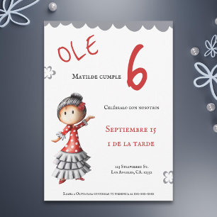 Ole Spain Sevillana Flamenco Dancer Birthday Inbjudningar