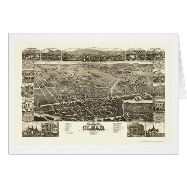 Olean panorama- karta för NY - 1882 Hälsningskort (Framsidan Horizontal)