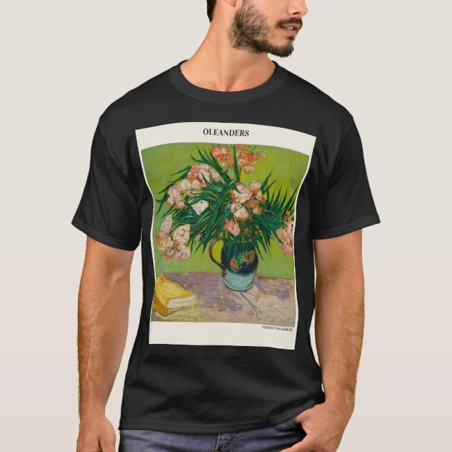 Oleanders av Vincent Van Gogh rosa ros och geen T Shirt (Framsida)