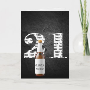 Ölflaska för 21-årsdag kort