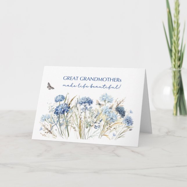 Olforsmor Födelsedag Dammig Blå Vilda Blommor Kort (Framsida)