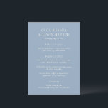 Olga Dusty Blue Modern Bröllop Meny<br><div class="desc">Moderna bröllop-menyer med ren och enkel design med fet typsnitt.</div>